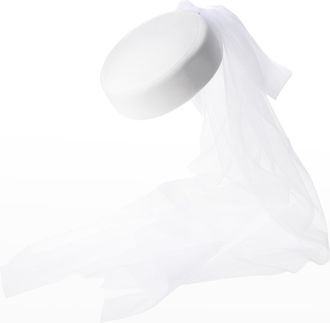 Maison Michel Jackie Wool Pillbox Hat w/ Bow Veil