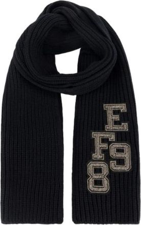 Elisabetta Franchi Jacquard College Stijl Zwart Sjaal - Dames - Wintersjaals - Zwart - ONE Size - Wol - Accessoires