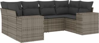 vidaXL Set De Muebles De Jard&iacute;n 6 Pzas Y Cojines Rat&aacute;n Sint&eacute;tico Gris Vidaxl