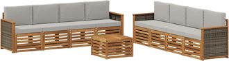 vidaXL Conjunto De Sof&aacute;s De Exterior 9 Uds. Natural Y Gris Claro Vidaxl