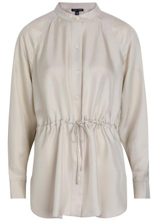 Eileen Fisher Eileen Fisher Mandarin-collar Silk Shirt - Light Grey - L (UK 18-20 / XL)