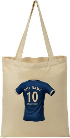 Unigift Personalised Gift - Bermondsey Fan Tote Shopping Bag (Dark Blue Football Jersey Design) Custom Name - South East London SE16 Club