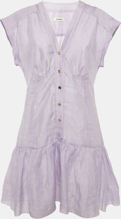 Sandro Lilac Linen Blend V-Neck Mini Dress