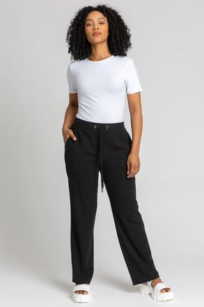 Roman Linen Mix Elastic Waist Tie Front Trousers