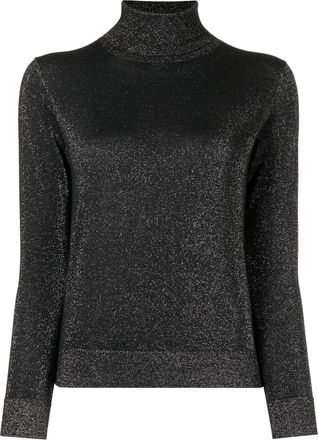 N.Peal metallic-thread rollneck jumper - women - Lurex/Cashmere - S - Black