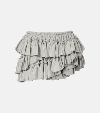 Dries Van Noten Ruffled asymmetric cotton miniskirt