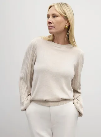 Kaffe Womens Pleated puff sleeves shimmering sweater