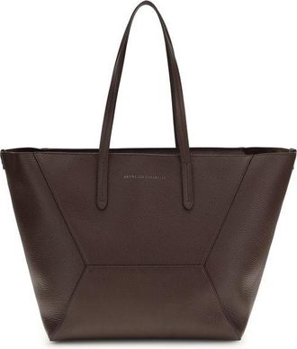 Brunello Cucinelli Brown Calf Leather Bos Taurus Shoulder Womens Bag