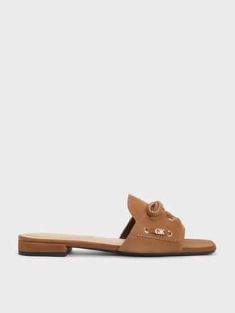 Charles & Keith Kori Suede Lace-Up Slide Sandals