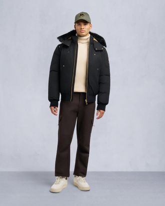 Moose Knuckles Mens Gold Series Original Shearling Trim Ballistic Bomber