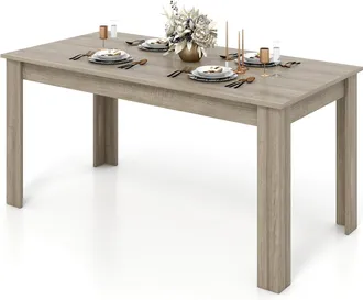 Costway Tavolo Da Pranzo 160 X 80 X 76 Cm, Tavolo Da Cucina Rettangolare Con Piano Grande E Gambe Robuste, Tavolo Per Massimo 8 Persone (naturale) - Costway