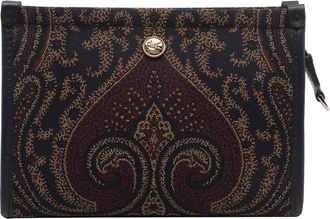 Etro brown paisley jacquard pouch