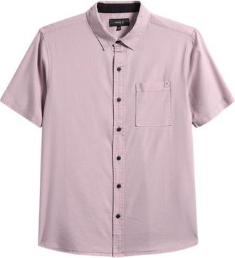 Roark Made to Fade Short Sleeve Cotton & Lyocell Button-Up Shirt in Purple at Nordstrom, Size Xx-Large