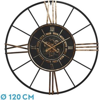 Fabrilamp Fabrilamp - Reloj De Pared Ca&ntilde;ete Negro Oro 120x120x8 Cm Engranajes Con Movimiento