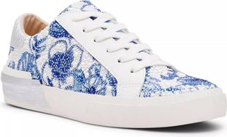 Betsey Johnson Womens Damon Lace-Up Sneakers In White/blue Floral