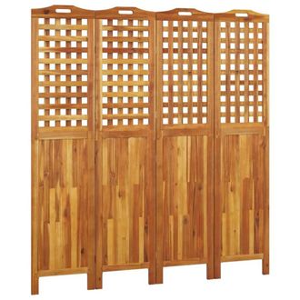Berkfield Home 4-Panel Room Divider 162x2x180 cm Solid Wood Acacia in Brown | Size: 162 x 2 x 180 cm