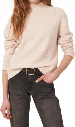 Repeat Wool Sweater With Seam Details In Pearl