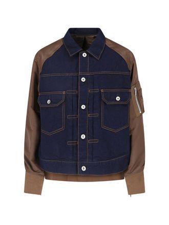 sacai Blue Denim-Nylon Blend Jacket