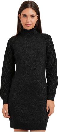 Yes-Zee Jurk met hoge hals en geborduurde glitter - Dames - Kleedjes - Zwart - XS - Kleedjes