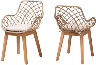 Baxton Studio Set of 2 Ballerina Modern Bohemian Rattan Dining Chairs