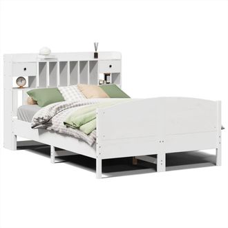 Berkfield Home Bookcase Bed without Mattress White 160x200cm Solid Wood Pine | Size: 160x200 cm