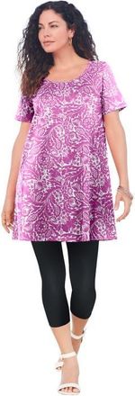 Roaman's Plus Size Cotton Ultimate Scoopneck Swing Tunic in Soft Blush at Nordstrom, Size 16