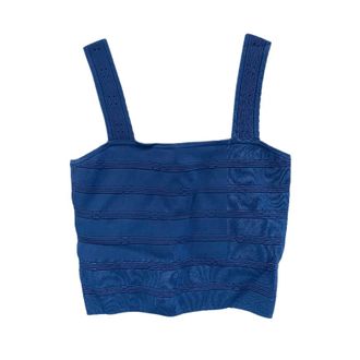 Sandro Sando Blue Stretch Fitted Crop Top Size M