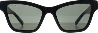 Gucci Cat Eye Womens Shiny Black Grey GG1982S - One Size