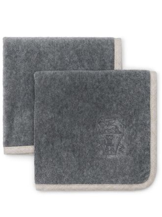 Brunello Cucinelli Set di 2 asciugamani con ricamo - Grigio