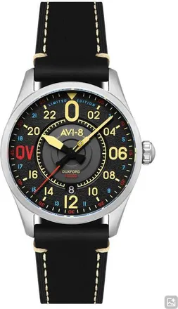 AVI-8 x Imperial War Museums Spitfire N3200 Automatic Leather Strap Watch, 42mm in Black at Nordstrom