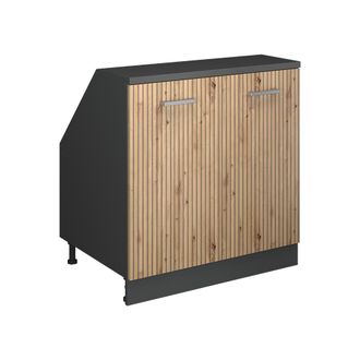 Vicco Armario De Cocina Para Techo Inclinado R-line, Roble Artesanal, 80 Cm Con 2 Puertas, 60 Cm De Profundidad, Vicco