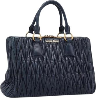 Miu Miu Pre-owned Hand Bag - Dames - Vintage Handtas - Blauw - ONE Size - Leer - Vintage