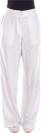 Barbour Sloane gestreepte broek met rechte pijpen - Dames - Wijde Broeken - Wit - M - Katoen - Broeken