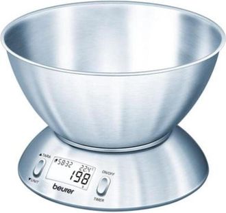 Beurer Balanza De Cocina Hasta 5kg 1gpart Tara Lcd Bol 1,5 Litros Acero Inoxidable Ks 54