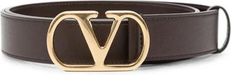Valentino Garavani VLogo Signature Leather Belt - female - Valentino Garavani - Belts - Brown - 80 CM - Accessories