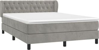 vidaXL Vidaxl - Cama Box Spring Con Colch&oacute;n Terciopelo Gris Claro 140x200 Cm