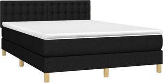 vidaXL Vidaxl - Cama Box Spring Colch&oacute;n Y Luces Led Tela Negro 140x200 Cm