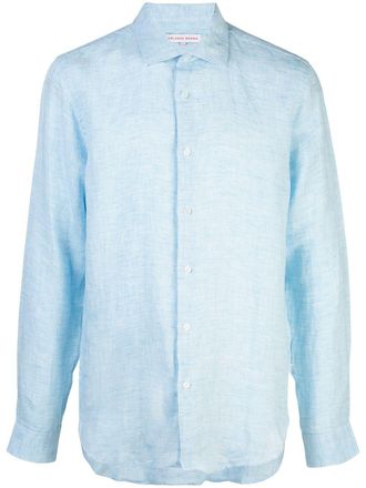Orlebar Brown classic collar button shirt - men - Linen/Flax - XXXL - Blue