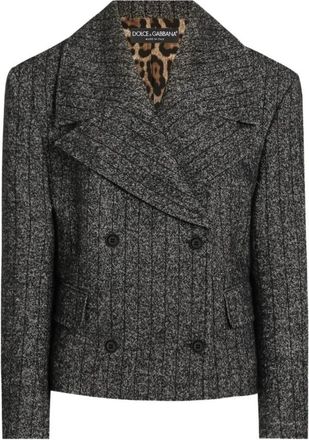 Dolce & Gabbana Leopard Print Wool Jacket Aw 25 - Dames - Blazers - Grijs - S - Jassen
