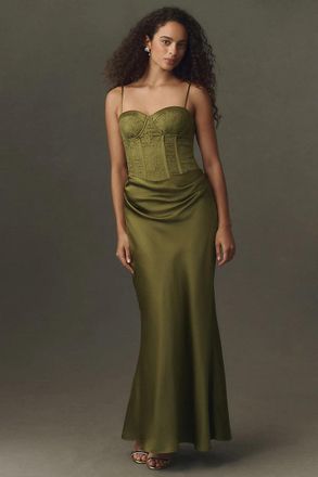BHLDN Satin Corset Maxi Dress