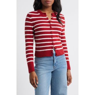 Madewell Kensington Cardigan in Red And White Stripe at Nordstrom Rack, Size Xx-Large