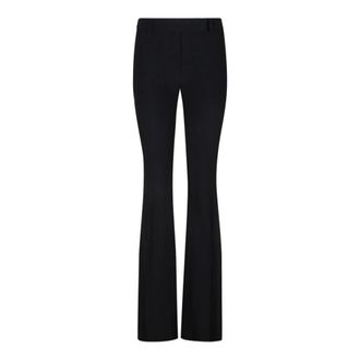 Alexander McQueen Zwarte Bootcut Broek met Crepe Textuur - Dames - Wijde Broeken - Zwart - M - Leer - Broeken