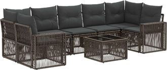 vidaXL Conjunto De Sof&aacute;s De Jard&iacute;n 8 Uds. Gris Rat&aacute;n Sint&eacute;tico Vidaxl