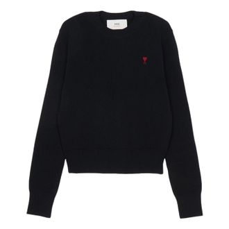 Ami (WMNS) AMI Wool Ami de Coeurs Crewneck Sweater Black FKS826-001-009