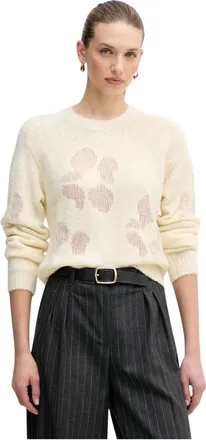 Benetton Trui met ronde hals - Dames - Truien - Beige - Maat: XL Wol