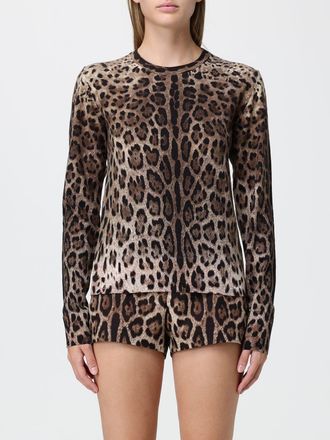 Dolce & Gabbana Maglia girocollo in lana vergine con stampa animalier