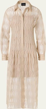 Akris High Plains Embroidered Tulle Midi Shirtdress