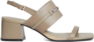 Calvin Klein Platte sandaal - Dames - Sandalen met hakken - Grijs - 39 EU - Leer - Schoenen
