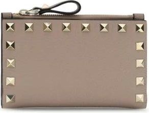 Valentino Garavani Studded Leren Portemonnee - Dames - Portefeuilles - Beige - ONE Size - Leer - Accessoires