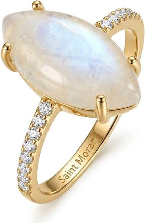 st. Moran Marquise Cut Moonstone & Cubic Zirconia Pav&eacute; Ring in White/gold at Nordstrom, Size 6
